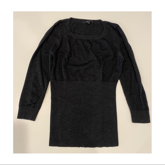 Cue 3/4 sleeve knit merino wool black striped - Picture 2 of 8